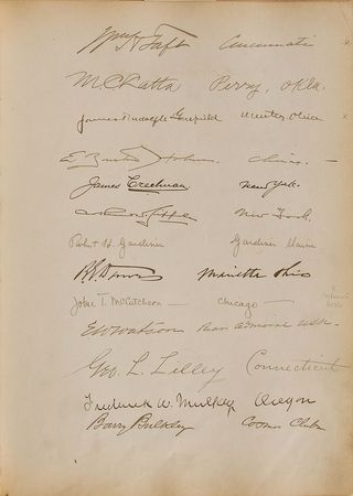 Lot #201 Harris & Ewing Guest Book: One-of-a-kind guest book from Harris & Ewing—a miscellany of notables - Image 1