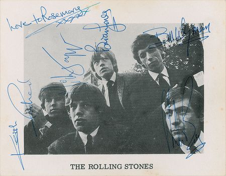 Lot #676 Rolling Stones: Wyman graciously mails a fully signed 1964 Stones promo card - Image 1