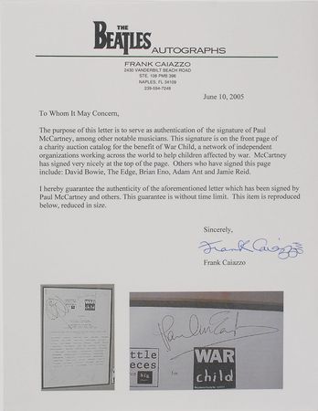 Lot #734 Paul McCartney and David Bowie Charity Page - Image 3