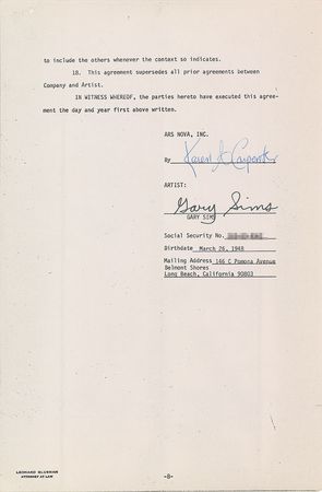 Lot #703 The Carpenters Signed Documents - Image 2