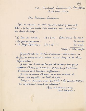 Lot #529 Rene Magritte: Three surrealist works for the Liege Museum - Image 1