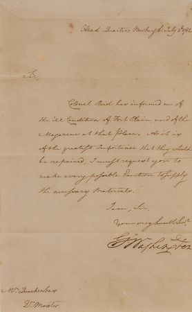 Lot #2 George Washington: Choice Revolutionary War letter on a critical New York fort - Image 2