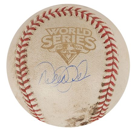 Lot #940 Derek Jeter: Game-used 2009 World Series ball signed by Jeter - Image 1