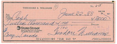 Lot #952 Ted Williams Check - Image 1