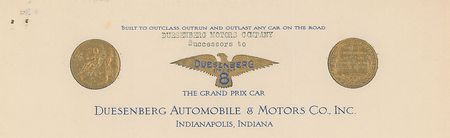 Lot #217 Frederick Duesenberg: Scarce 1925 luxury automobile correspondence - Image 2