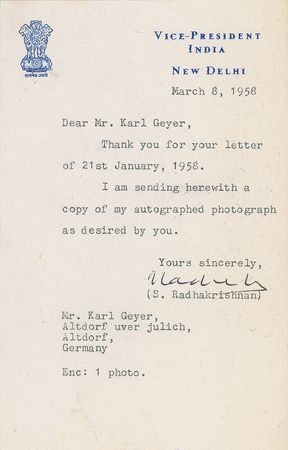 Lot #368 Sarvepalli Radhakrishnan Typed Letter Signed - Image 2