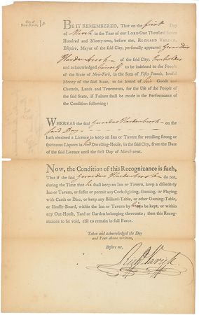 Lot #439 Richard Varick Signed Document - Image 1