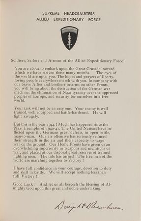 Lot #94 Dwight D. Eisenhower: Ike’s limited edition WWII memoir, featuring his signed D-Day order - Image 1