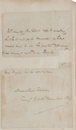Lot #576. Charles Dickens Signed Note