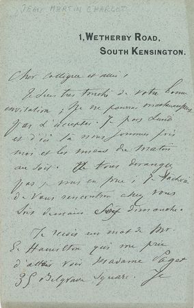 Lot #305 Jean-Martin Charcot Handwritten Letter Signed - Image 1