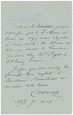 Lot #305 Jean-Martin Charcot Handwritten Letter Signed - Image 2