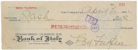 Lot #823 Actors Checks - Image 1