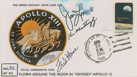 Lot #483 Apollo 13: Flown Apollo 13 commemorative cover—the first we have ever offered - Image 1