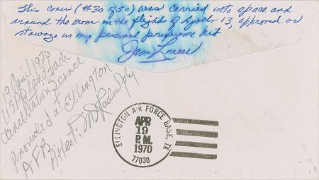 Lot #483 Apollo 13: Flown Apollo 13 commemorative cover—the first we have ever offered - Image 2