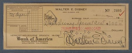 Lot #559 Walt Disney Check - Image 2