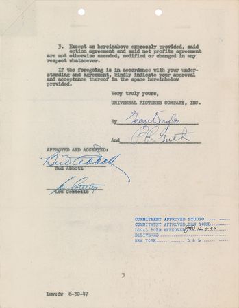 Lot #786 Abbott and Costello Signed Document - Image 1