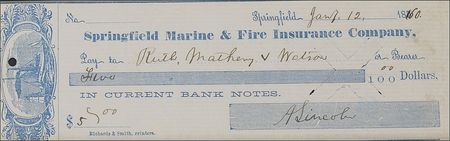 Lot #32 Abraham Lincoln: Lincoln-signed check from