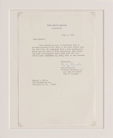 Lot #8056 John F. Kennedy and John Jr. Photograph That Hung at the White House - Image 3