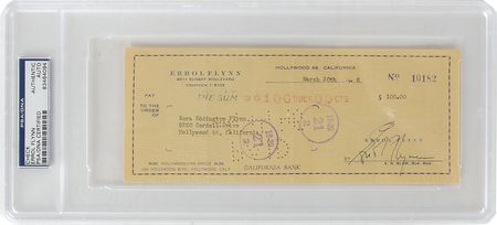 Lot #8116 Errol Flynn Signed Check - Image 1