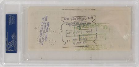 Lot #8110 Lou Costello Signed Check - Image 2