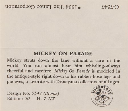 Lot #8482 Mickey Mouse Artist’s Proof Bronze Figurine - Image 3