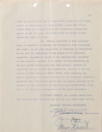 Lot #8128 James Stewart Signed Document - Image 1