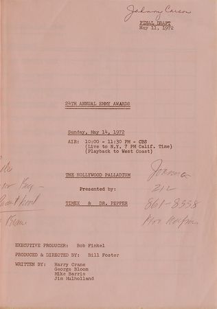 Lot #8108 Johnny Carson’s Hand-Annotated 24th Emmy Awards Script - Image 2