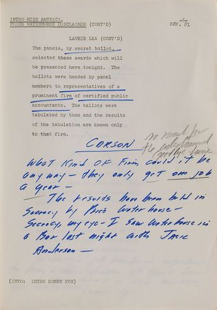 Lot #8108 Johnny Carson’s Hand-Annotated 24th Emmy Awards Script - Image 3