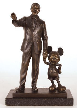 Lot #8479 Walt Disney and Mickey Mouse Bronze Figurine - Image 1