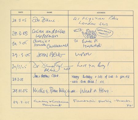 Lot #8316 Eric Clapton Signed 60th Birthday Party Ledger - Image 2