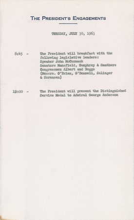Lot #8030 Kennedy White House Set of Three Schedule Pages - Image 3