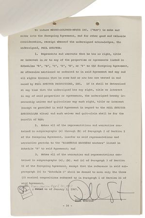 Lot #8350 Phil Spector Signed Document - Image 3