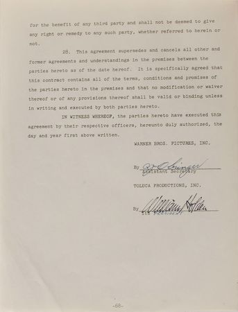 Lot #8119 William Holden Signed Document - Image 3