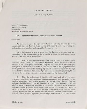 Lot #8313 Beach Boys Set of Five Signed Documents - Image 2