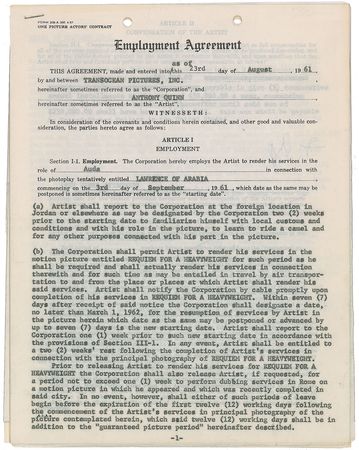 Lot #8124 Anthony Quinn Signed Document - Image 1
