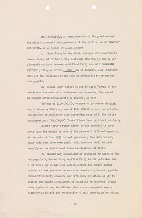 Lot #8135 Leo McCarey Signed Document - Image 2