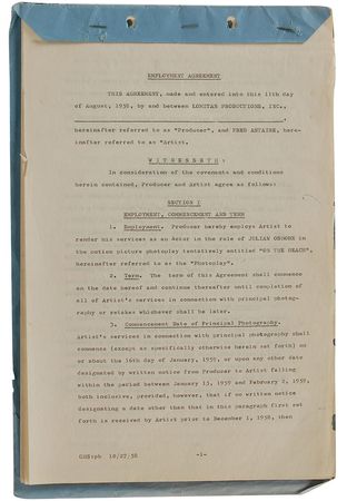 Lot #8122 On the Beach Collection of Signed Documents: Peck, Gardner, Perkins, and Astaire - Image 2