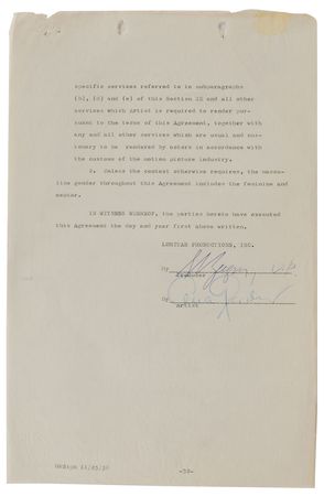 Lot #8122 On the Beach Collection of Signed Documents: Peck, Gardner, Perkins, and Astaire - Image 7
