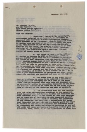 Lot #8122 On the Beach Collection of Signed Documents: Peck, Gardner, Perkins, and Astaire - Image 10