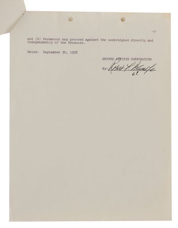 Lot #8122 On the Beach Collection of Signed Documents: Peck, Gardner, Perkins, and Astaire - Image 14
