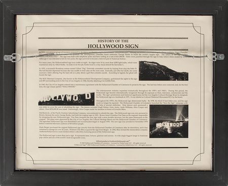 Lot #8182 Hollywood Sign Limited Edition Piece Presentation - Image 3