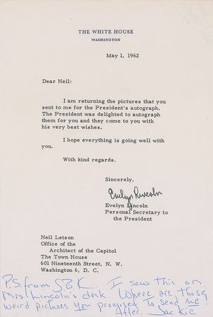 Lot #8022 Jacqueline Kennedy Autograph Note Signed