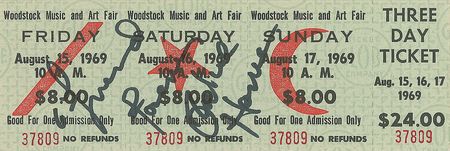 Lot #8325 Richie Havens Signed Woodstock Ticket - Image 1