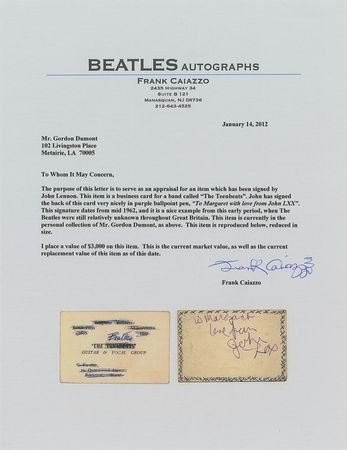 Lot #8250 Beatles: John Lennon Signed Business Card - Image 3