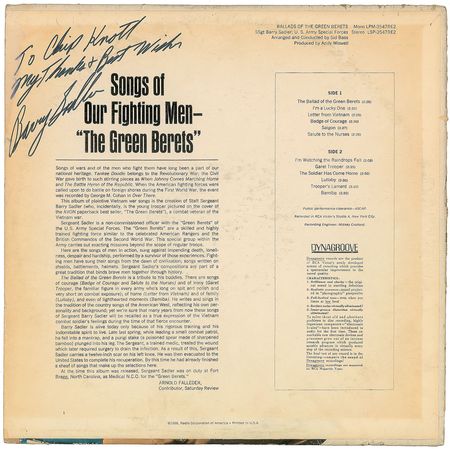 Lot #8347 Sgt. Barry Sadler Signed Album - Image 1
