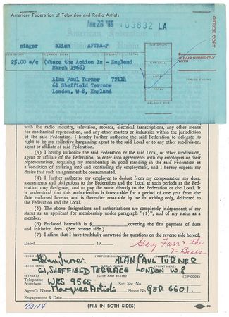 Lot #8351 The T-Bones Set of Four Signed Documents - Image 1