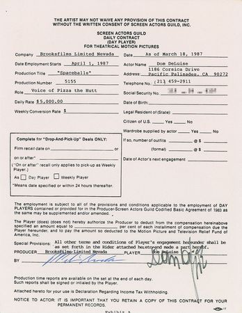 Lot #8212 Spaceballs Set of Five Signed Documents - Image 8