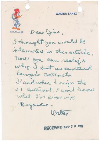 Lot #756 Walter Lantz - Image 1