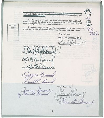 Lot #8377 The Osmond Brothers Signed Document - Image 2
