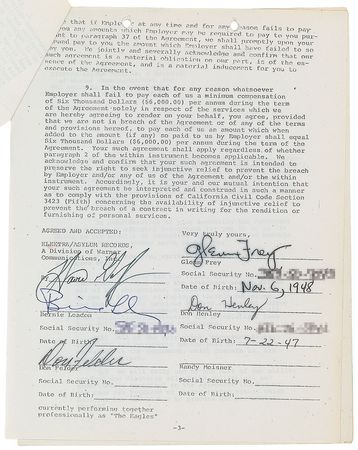 Lot #8366 The Eagles Signed Document - Image 2